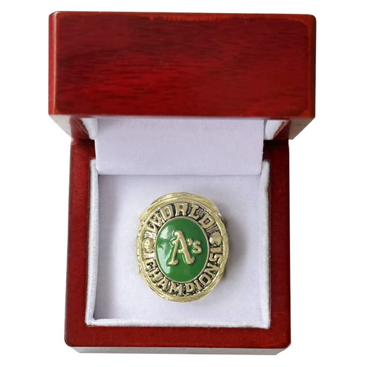 1974 Oakland A's Baseball Championship Ring With Brown Wooden Display Box