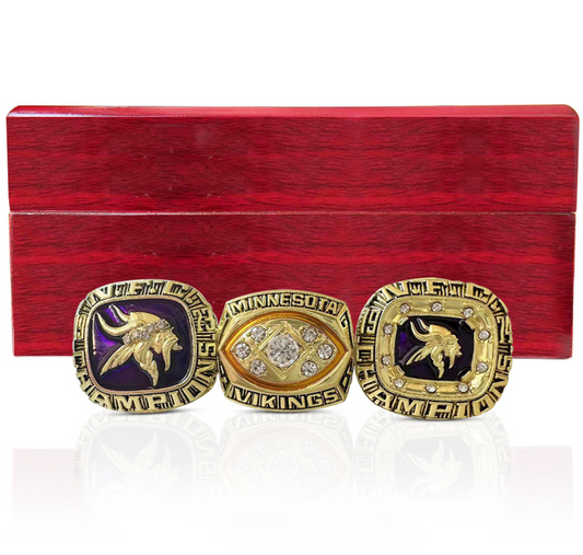 1973 1974 1976 Minnesota Vikings Championship Rings With Box Set