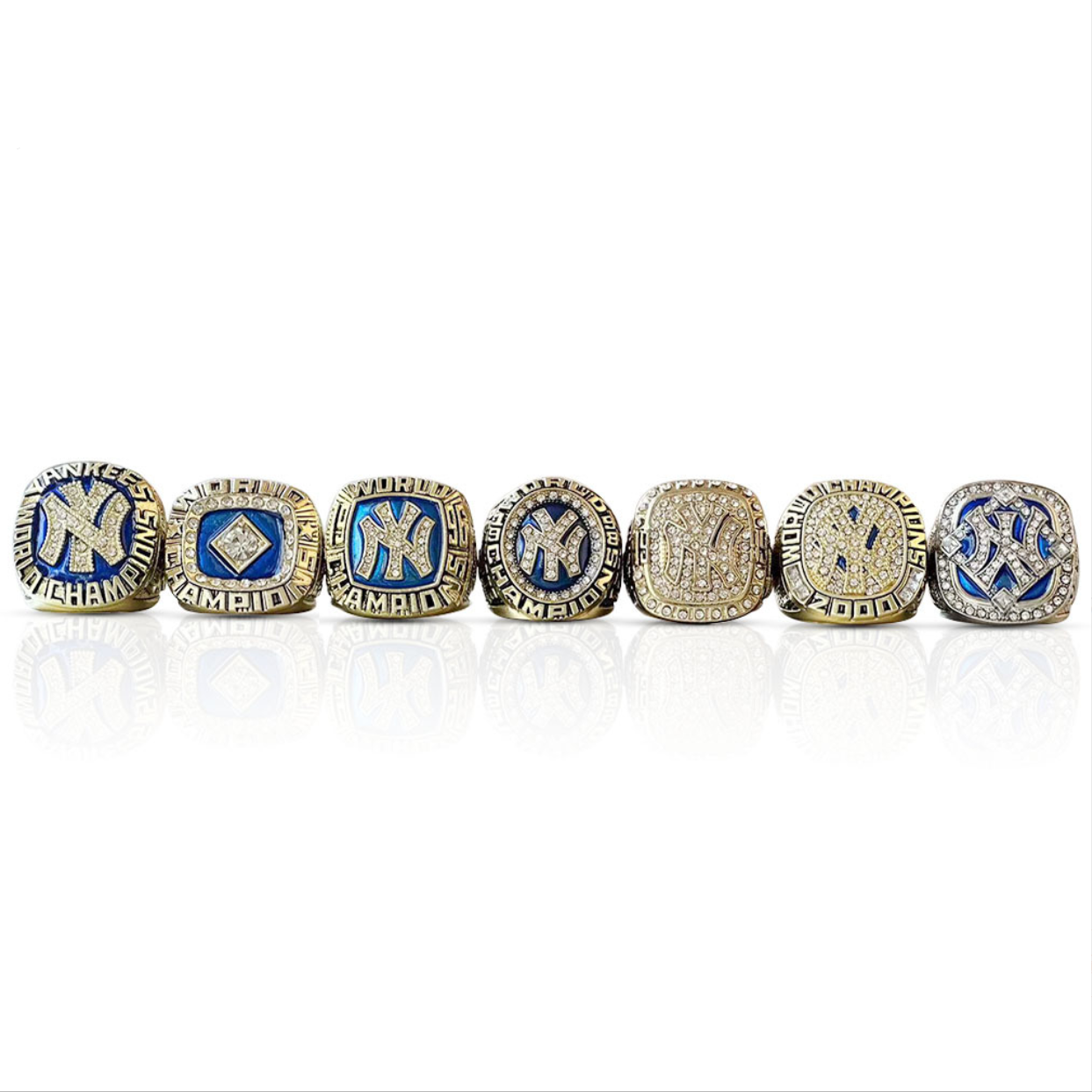 7pcs NY Yankees Rings With Box Set For Fans Best Gift