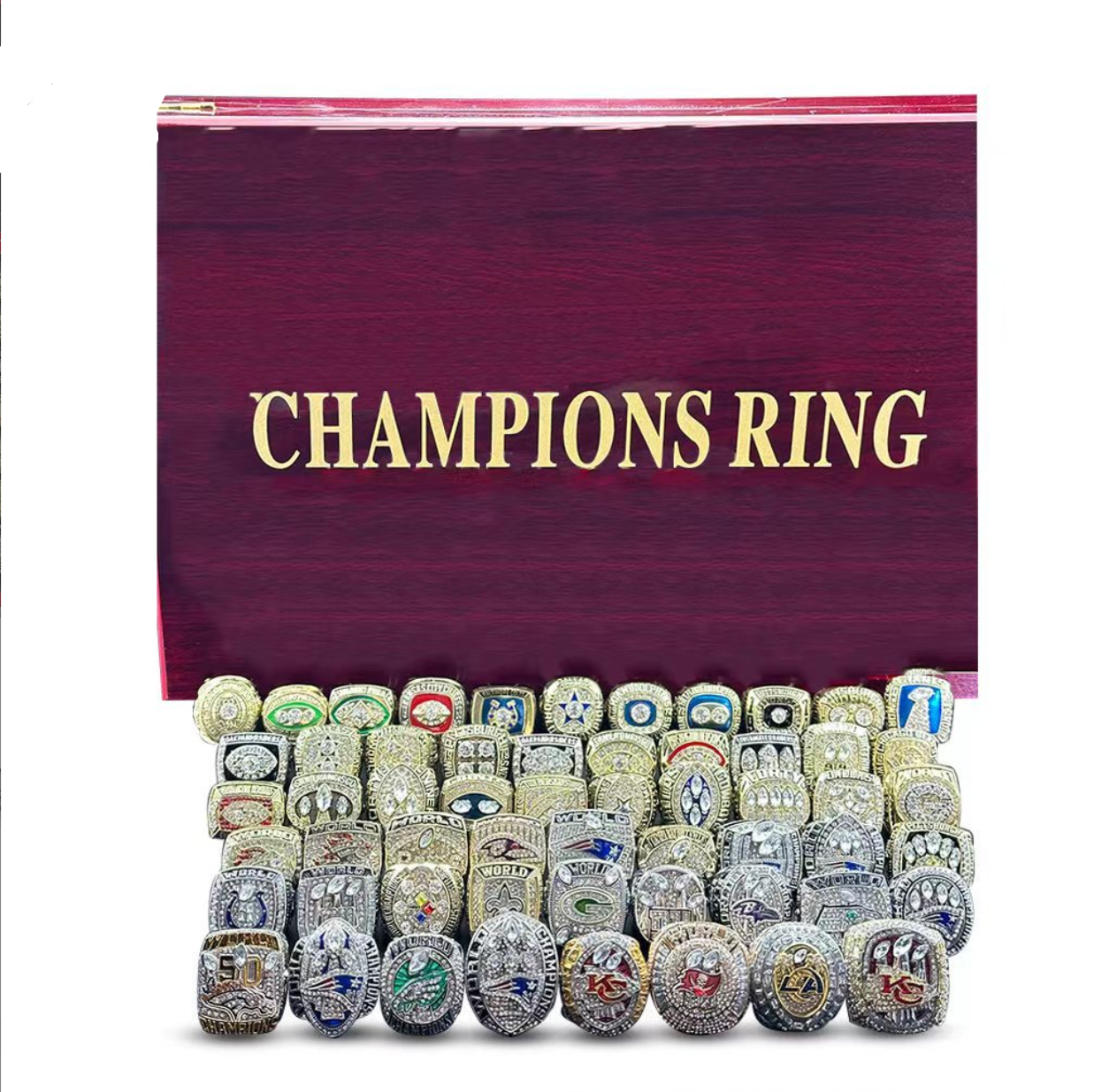 1966-2023 NFL 57pcs Championship Rings With 10cm Trophy With Box Set