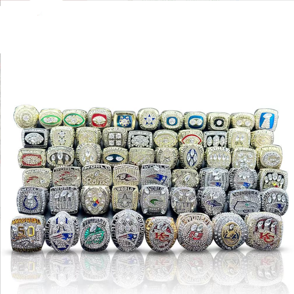 1966-2023 NFL 57pcs Championship Rings With 10cm Trophy With Box Set