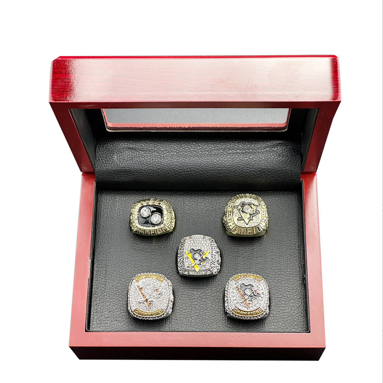 1991 1992 2009 2016 2017 Pittsburgh Penguins Rings With Box Set