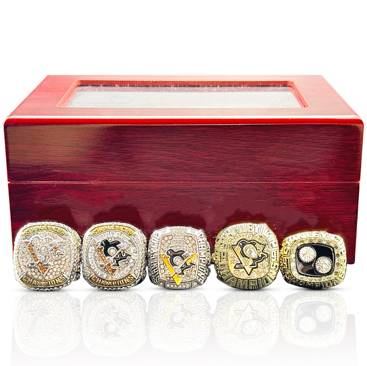 1991 1992 2009 2016 2017 Pittsburgh Penguins Rings With Box Set