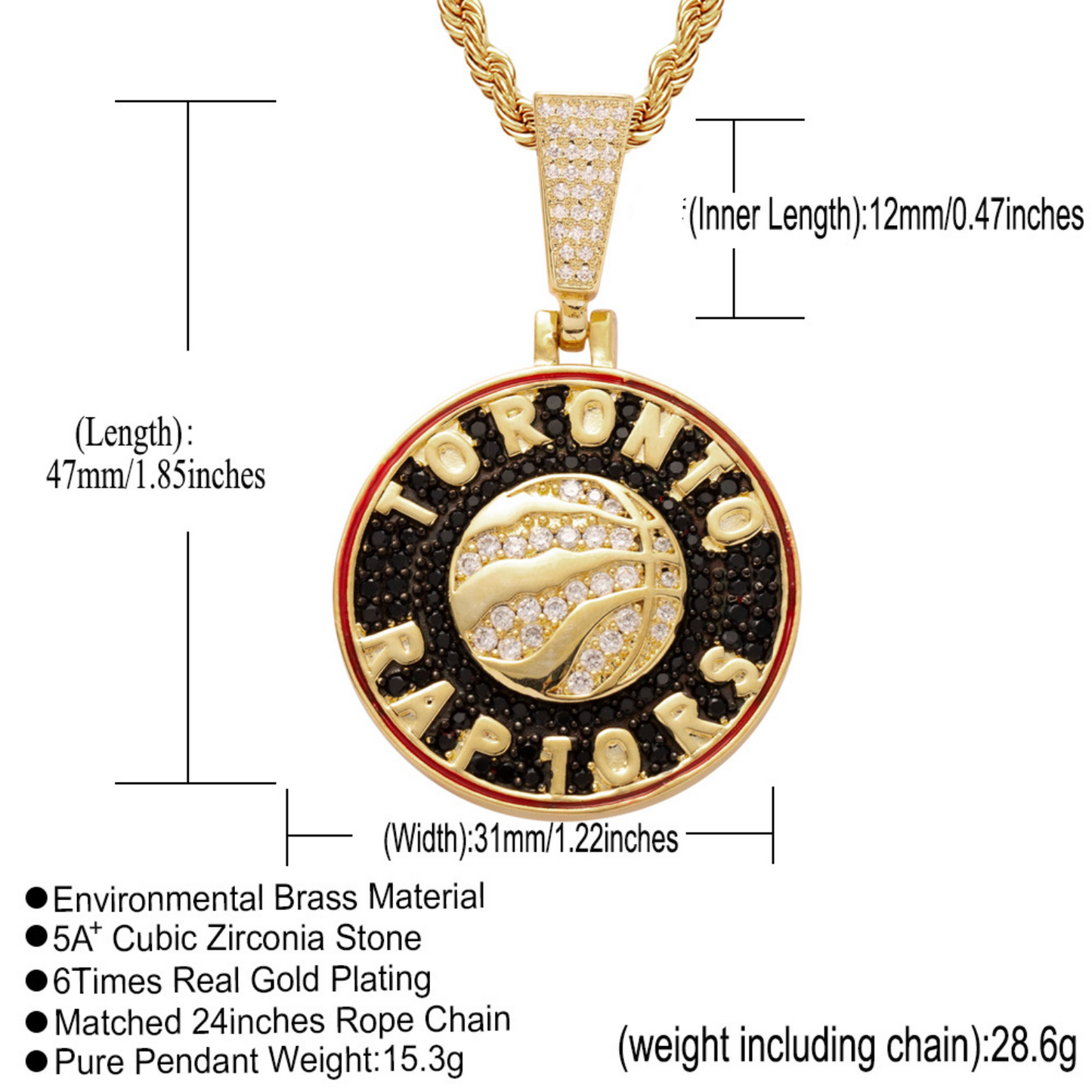 Toronto Raptors pendant necklace iced out micro pave cz jewelry